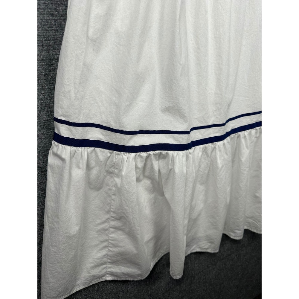 J.Crew Womens Navy Trim Tiered Midi Dress 14 Coastal Preppy White Sun Dress - Picture 11 of 15